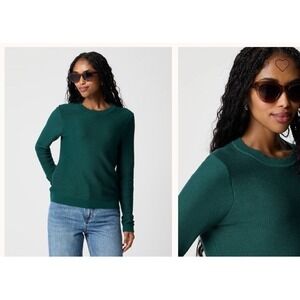 J Crew Factory Scalloped Crew Neck Sweater Academic Green Size Small EUC